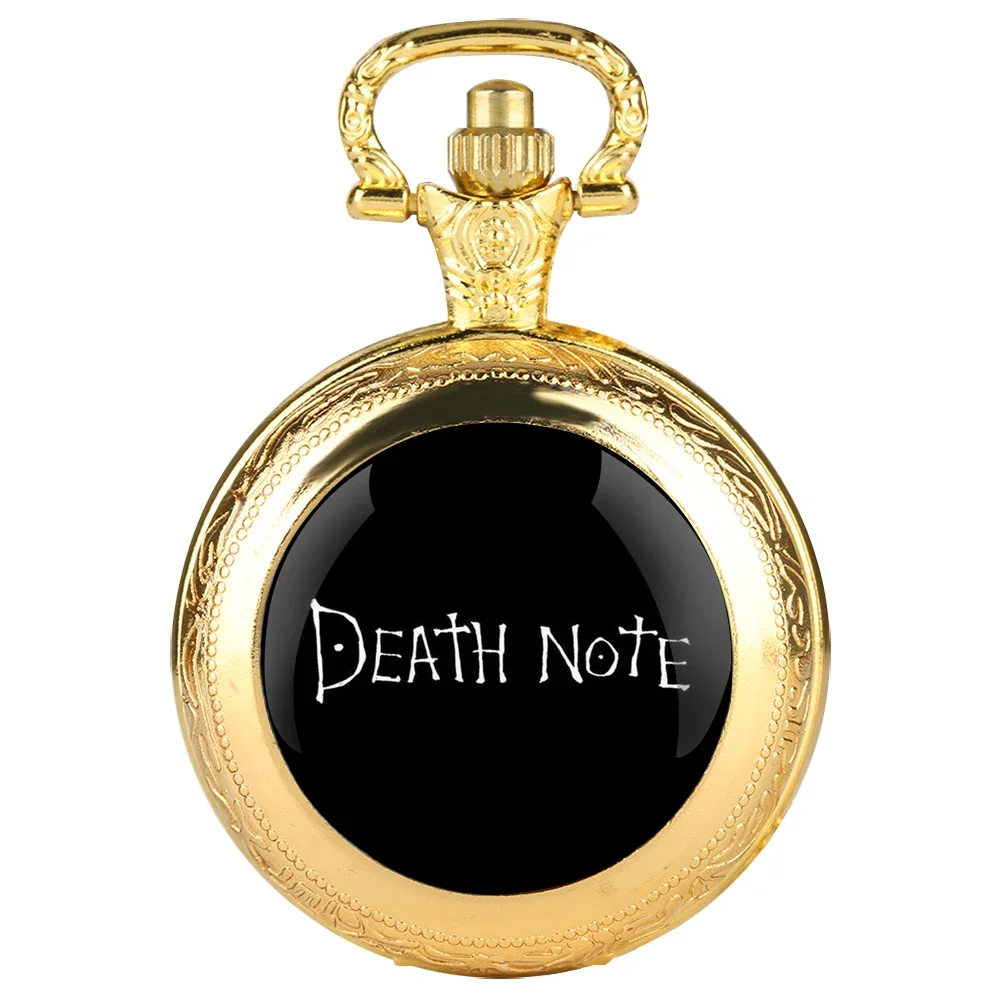 Classy Death Note Design Black Quartz Pocket Watch Fashion Necklace Timing Pendant with Chain Gift for Man Woman Souvenir
