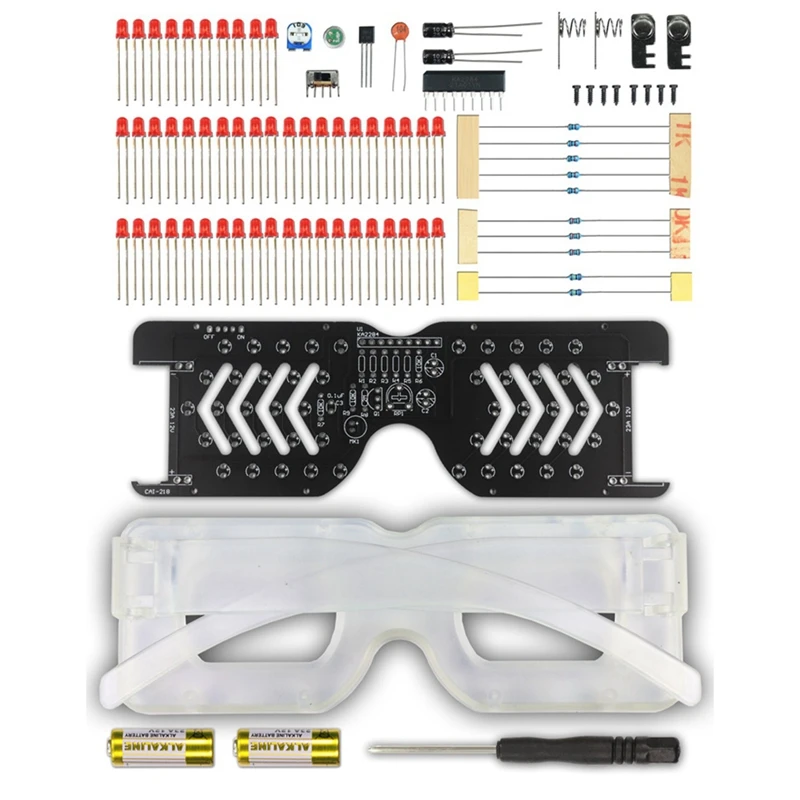 

HOT-Voice Activated LED Light Emitting Glasses Making Kit Light-Emitting Diode Flashing Light DIY Electronic Kit