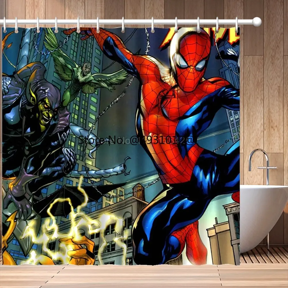 

2023 Disney Avenger Spiderman Shower Curtain Set Polyester Waterproof Bath Drapes 3D Print Home Bathroom Decor Fashion Screen