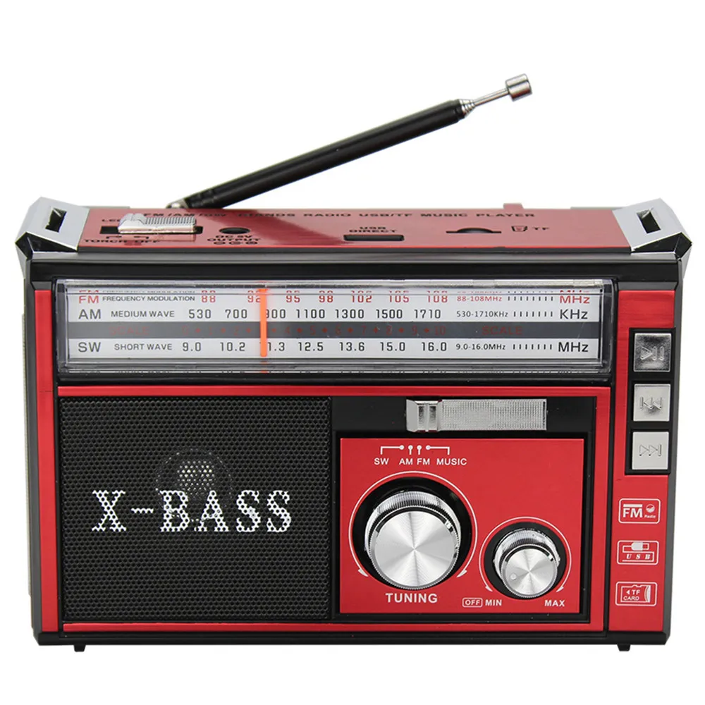 Portable FM/AM/SW 3-band radio TF card U disk MP3 player LED lighting lamp strong light emergency power supply USB SV |