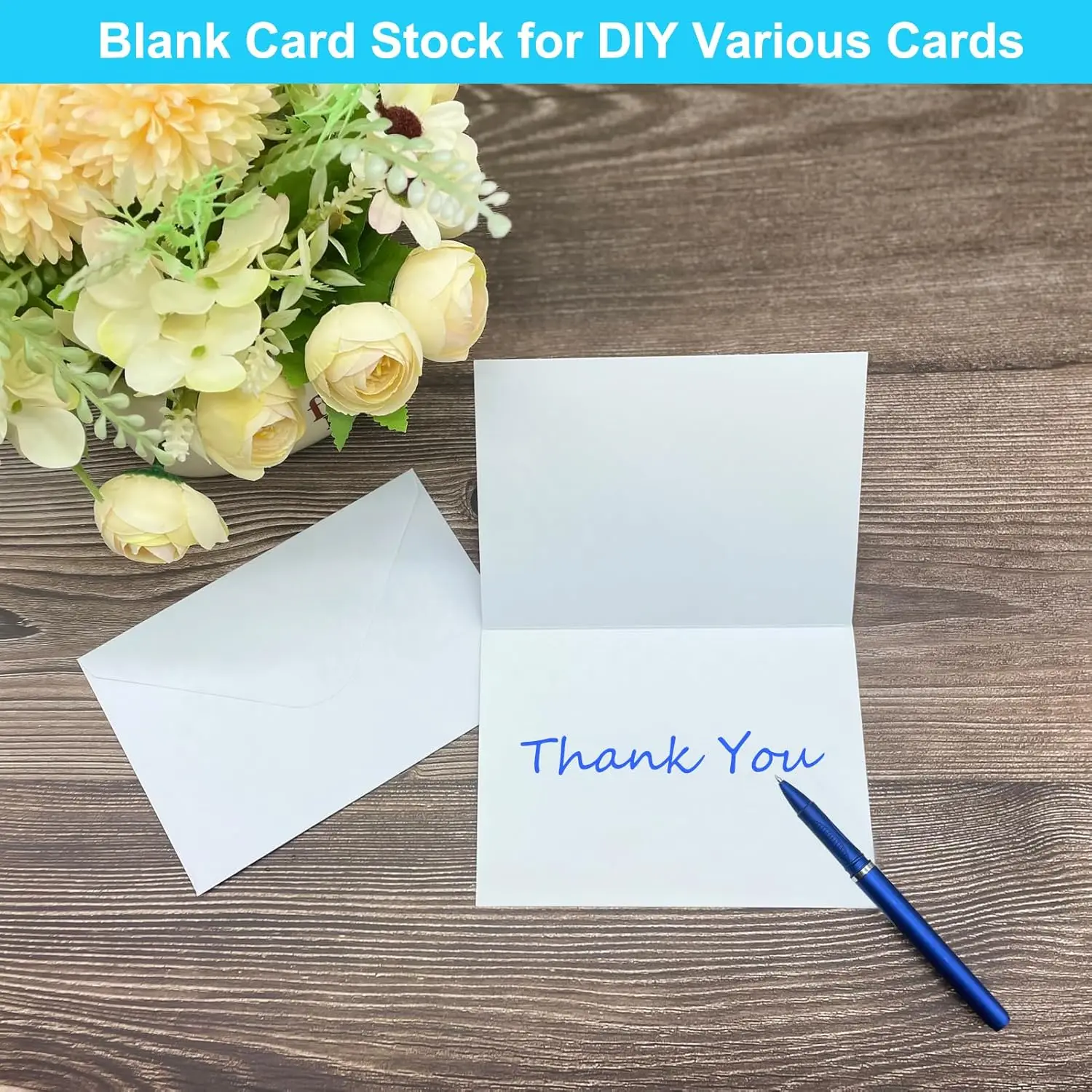 White Blank Foldable Greeting Cards and Envelopes - 25/50 Set for Invitations, Thank You Notes, and Custom Messages