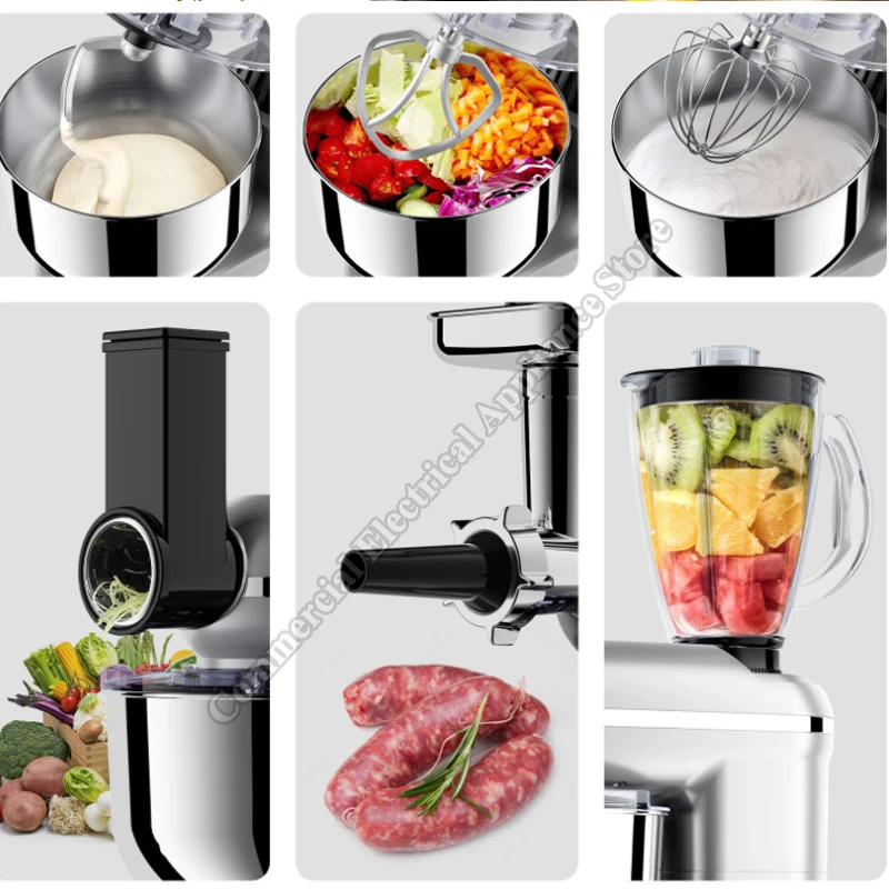 Mixer Machine Dough Kneading Five-in-one 5.5L Stand Mixer Shredded Slices Minced Meat Enema Egg Liquid Minced Meat 5