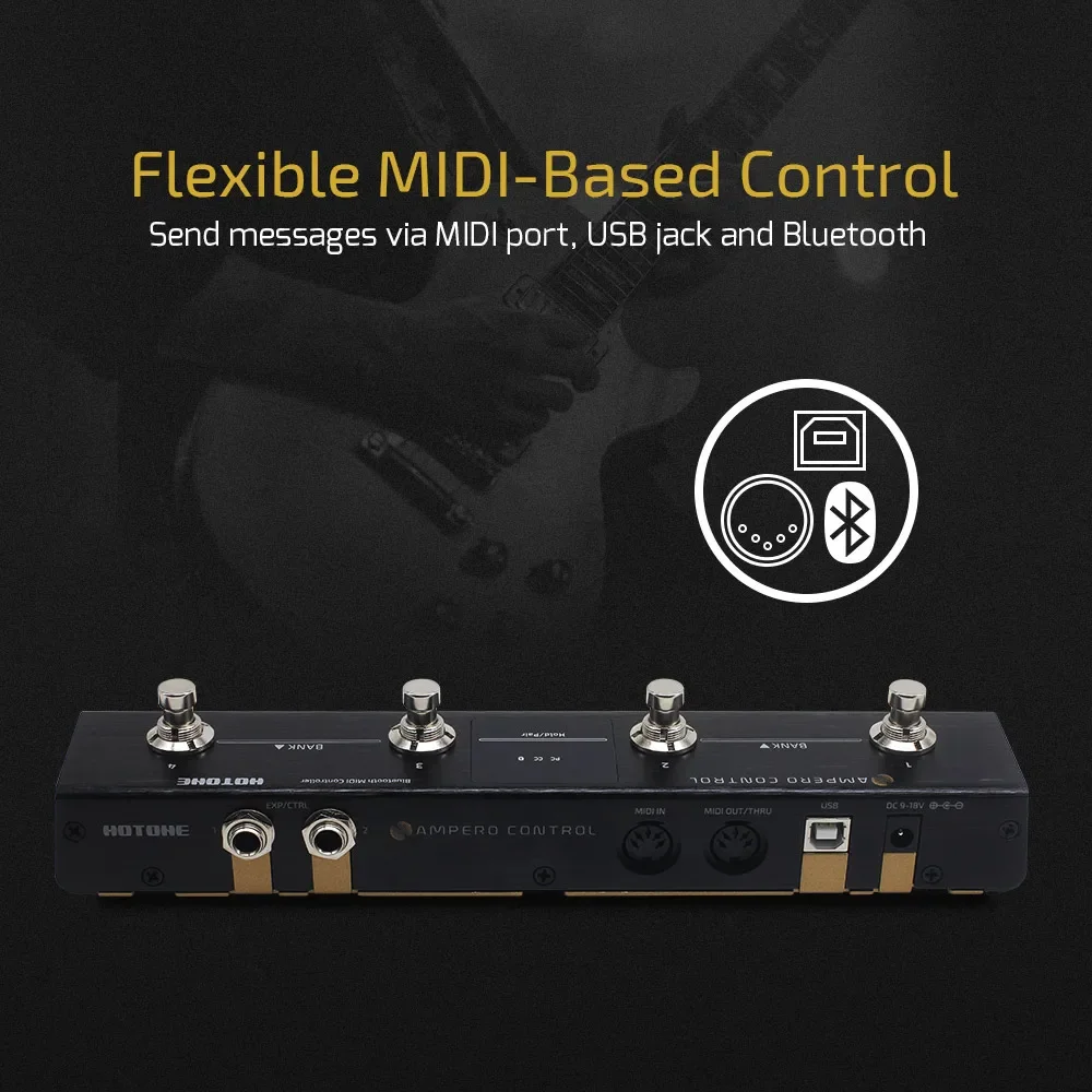 Hotone Midi Controller Ampero Control Dual Footswitch Pedal Momentary 2-Way Pedal Foot Switch Controller Ampero Switch 6.35 mm 