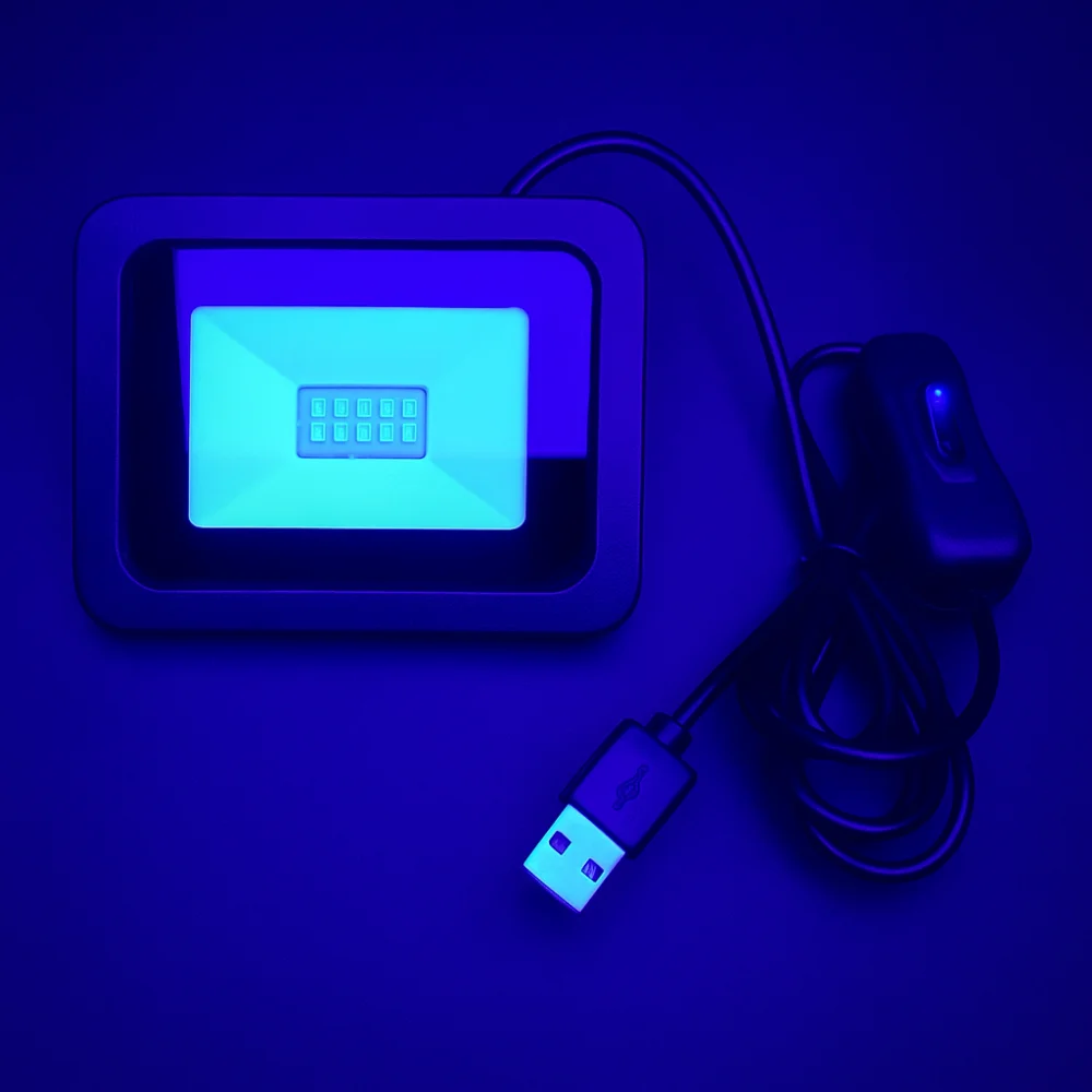 항균 5V USB UV LED 투광등 고출력 10W UVA 투광등 방수 휴대용 UV 형광등 분위기 조명
