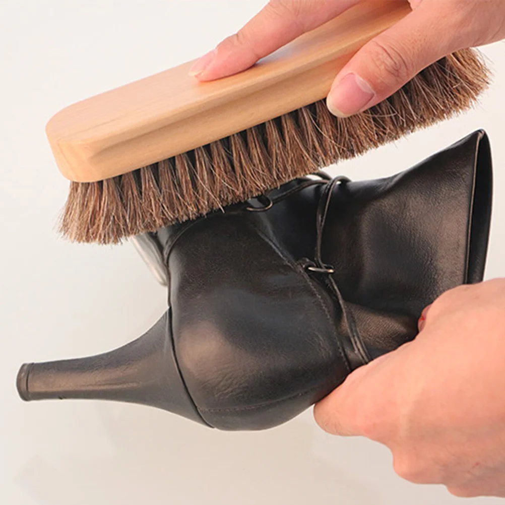

LUOEM Shoe Brush Horsehair Shoe Brush Large Professional Boot Shoe Shine And Brush Shoe Polish Brush Horse Hair