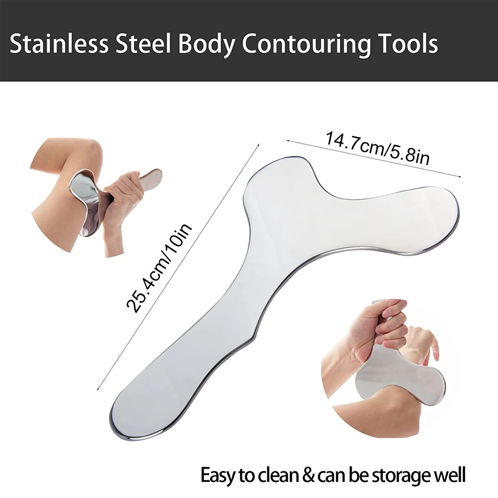 1Pcs Stainless Steel Gua Sha Plate Massager Tool Scraper Physical Therapy Loose Muscle Meridian Massage Machine Spa Board Tool stainless steel guasha metal scraper for body gua sha board massage guasha plate face massager scrapers tools for face neck back