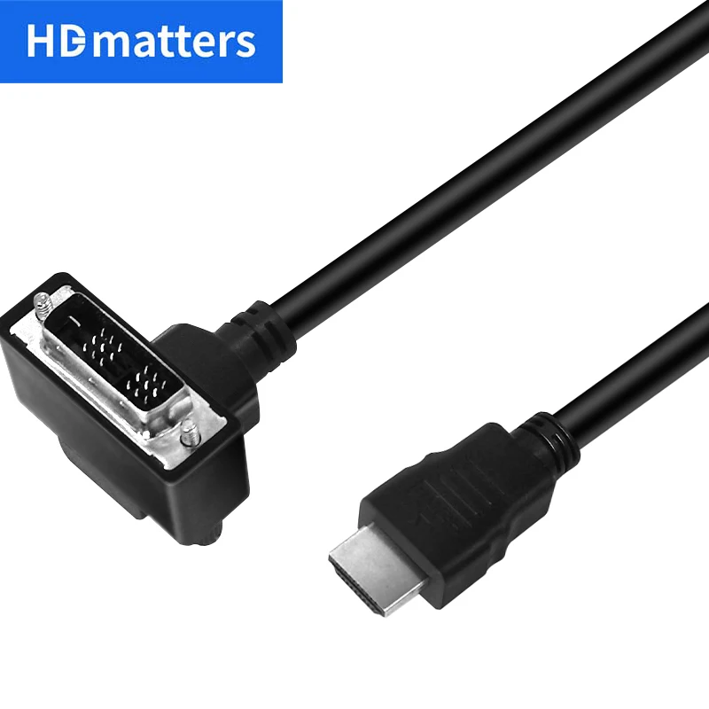 Short HDMI to DVI Cable with Angled DVI Plug Bi-direction DVI to HDMI ...