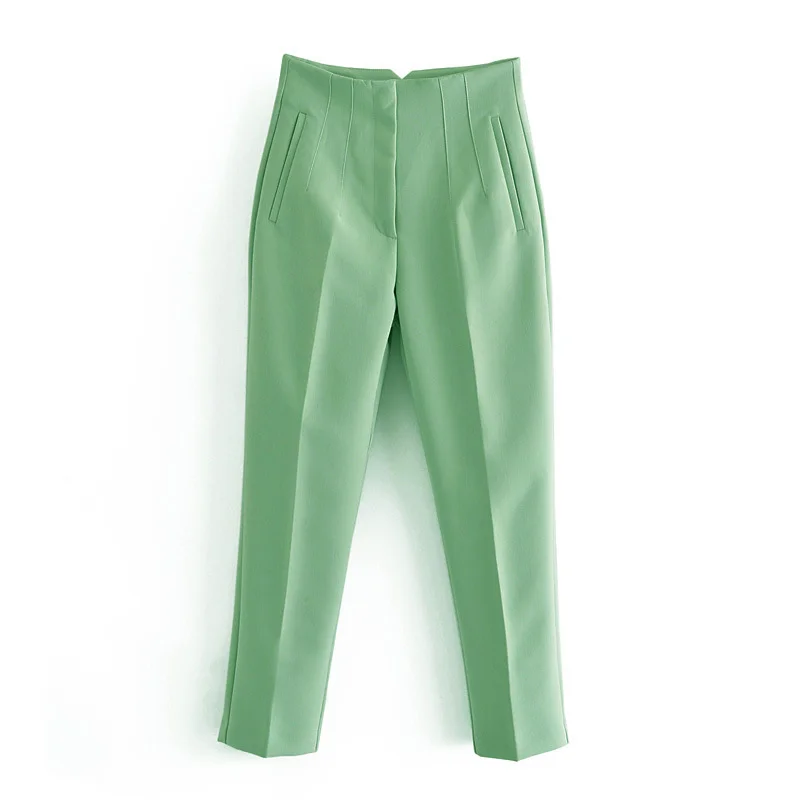 2023 Summer New Women Chic Fashion With Seam Detail Office Wear Pants Vintage High Waist Zipper Fly Female Ankle Trousers Mujer