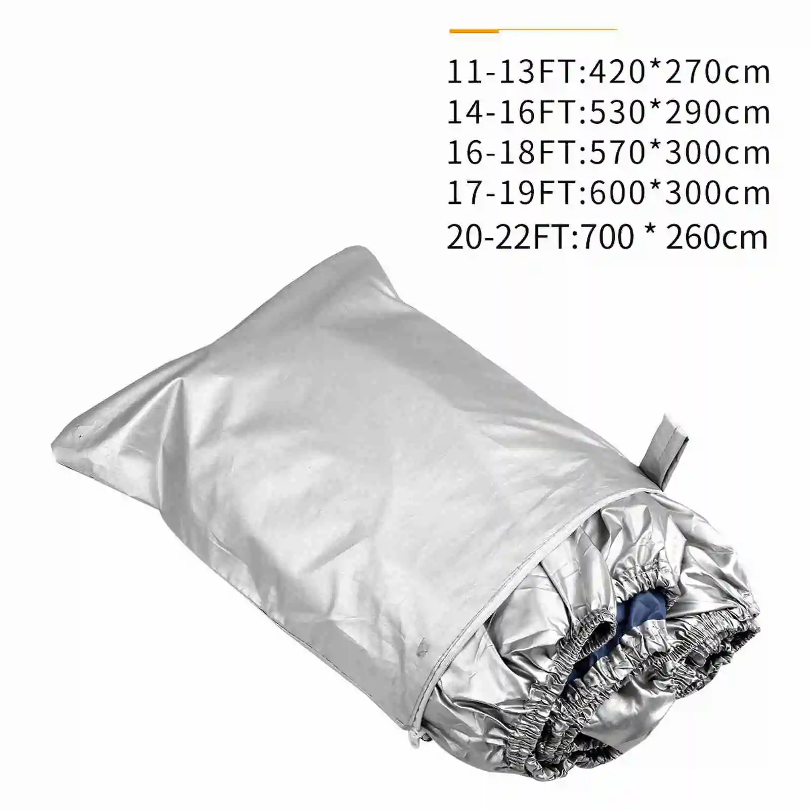Boat Cover Yacht Outdoor Protection Waterproof Fabric Anti-smashing Tear Proof Silver Reflective 11-22FT
