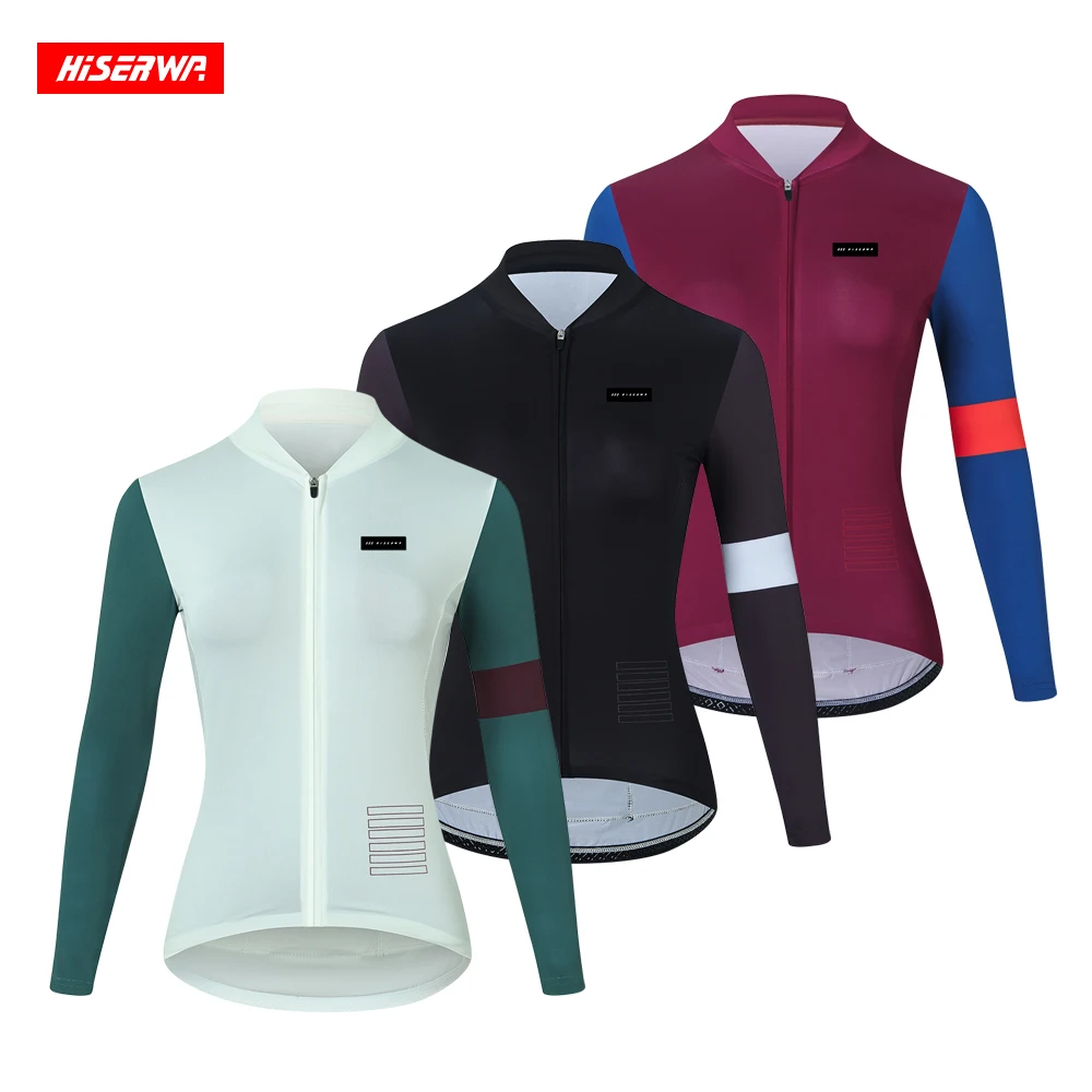 

Hiserwa New Women's Cycling Jersey Sport Shirt Long Sleeve Quick Dry Breathable MTB Bike Jersey mountain Clothing Spring Tops