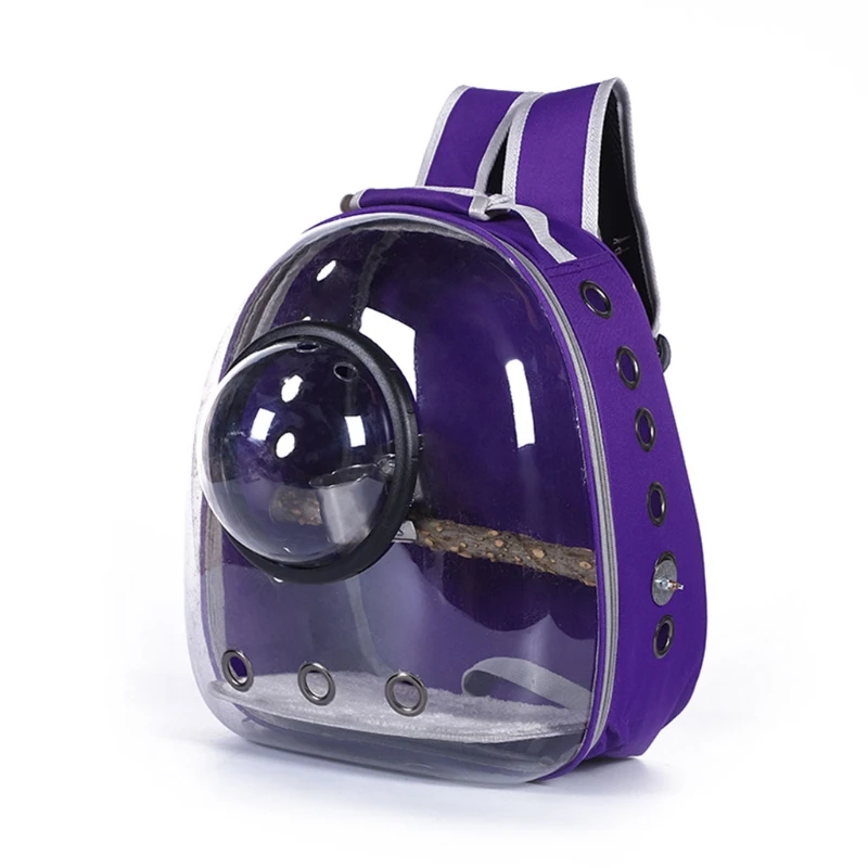 Parrot Backpack for Carrier with Portable Bird Feeder Cups Travel Cage Breathable Transparent Space with Panoram