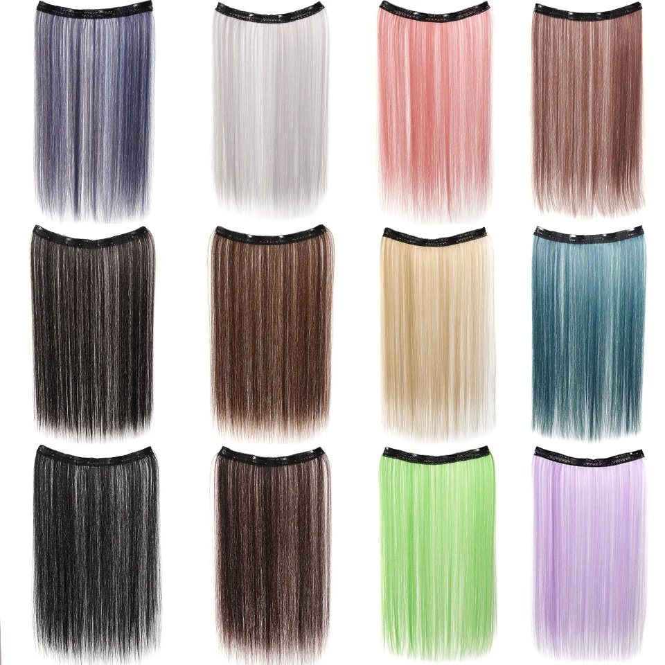 LUPU Synthetic Clip In Straight Hair Extensions Colorful Pink Purple Blonde Hairpiece For Women Holidays Christmas Party Use