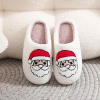 Winter Christmas Women Home Slippers Men Indoor Soft Non-slip Sandals Couples Warm Plush Flat Slides Adults Unisex Lovely Shoes 2