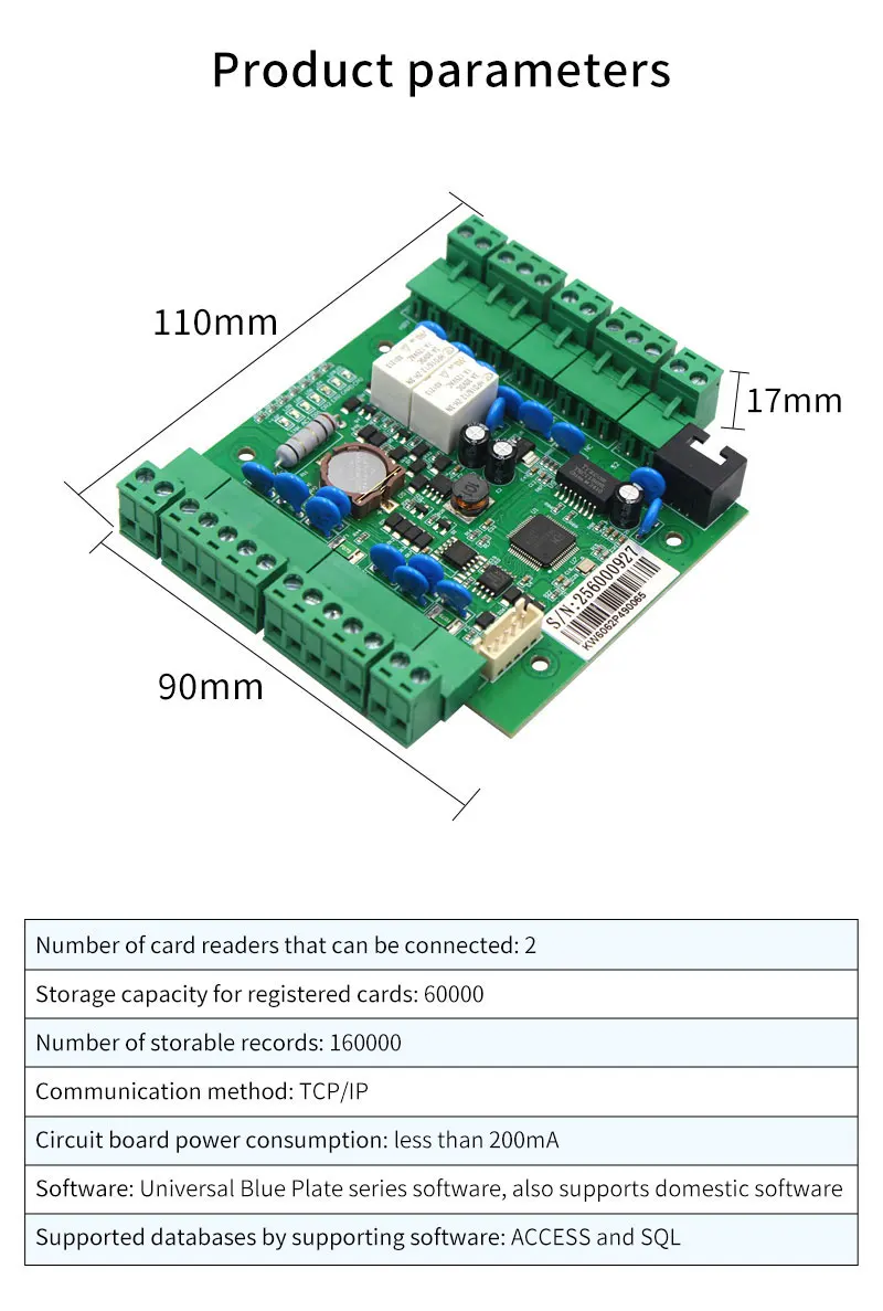 WG606 TCP/IP Network Wiegand 26 34 Entry Attendance Access Panel Control Board R