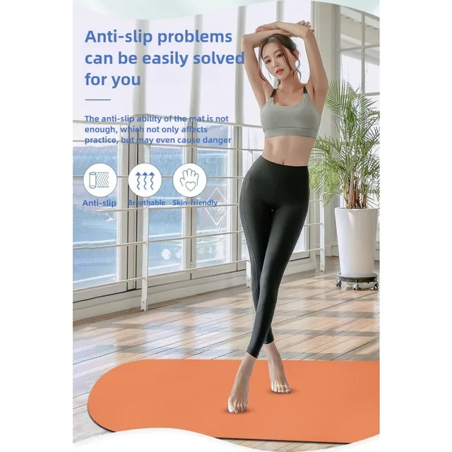 5mm PU Rubber Yoga Mat Non-Slip with Alignment Lines for Home Fitness Pilates Crossfit Luxury Thick Mat for Women Men