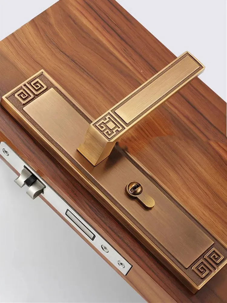 Description Picture 2 of itemChinese Style Bedroom Door Lock Zinc Alloy Handle Lock Body Set Universal Mute Security Door Locks Household Hardware