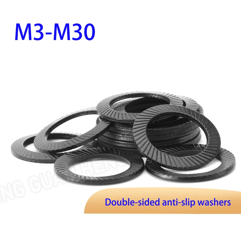 Carbon Steel M3-M36 Double-sided Non-slip Washer Round Anti-retreat Anti-loose Self-locking Gasket Double-sided Tooth Pad