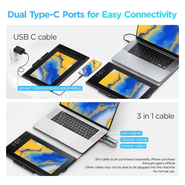 UGEE UE12 Plus Digital Pen Tablet Monitor with 11.9 HD Screen 127%sRGB 8192 Graphic Drawing Tablet support Windows/mac/Android 4