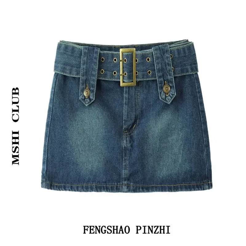 Fashion High Waist Denim Pencil Skirt Chic Women Harajuku Grunge Vintage Streetwear Y2K Preppy Retro Jeans Mini Skirt