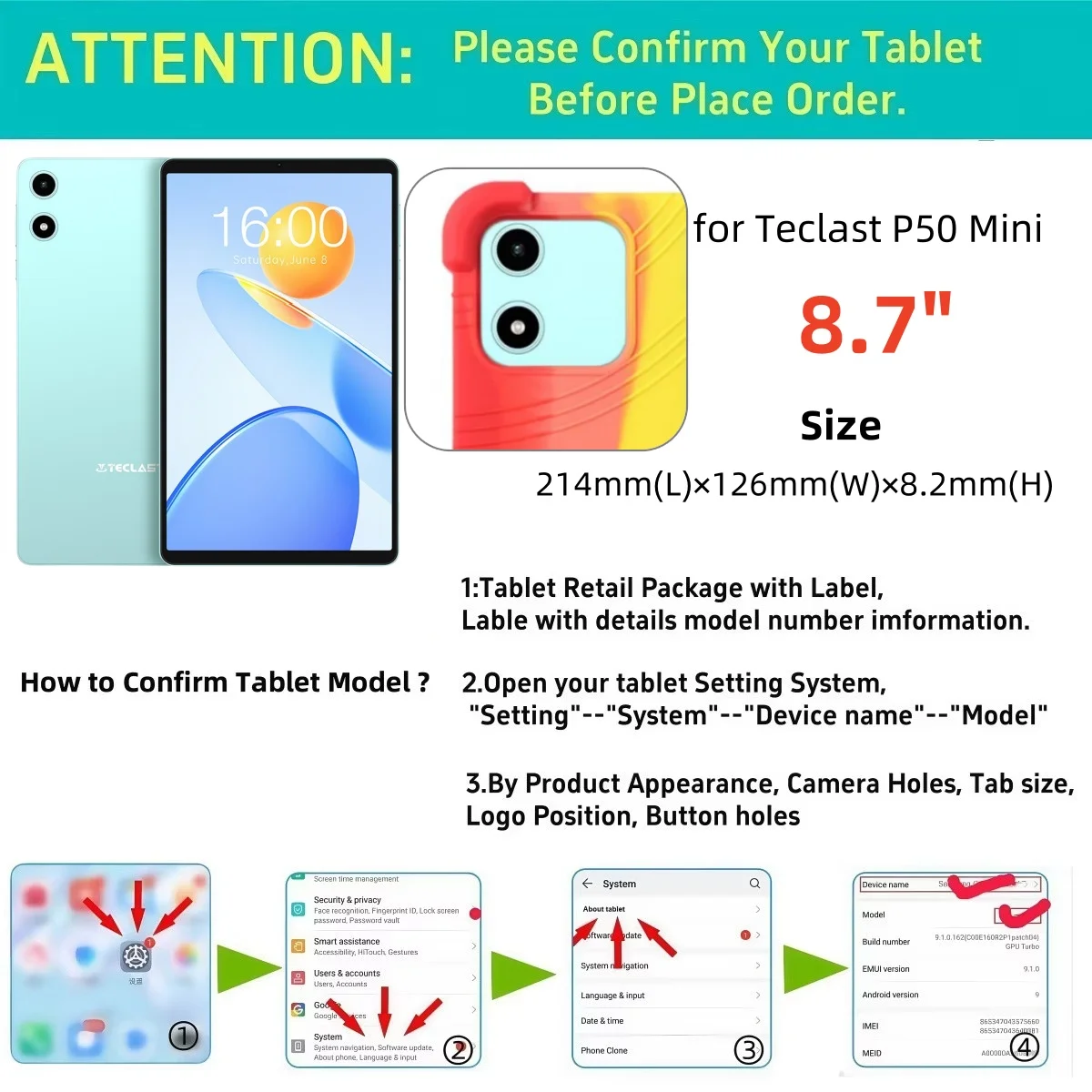 Shockproof Multi-Angle Stand Silicone Protective Tablet Case, 8.7 Inch