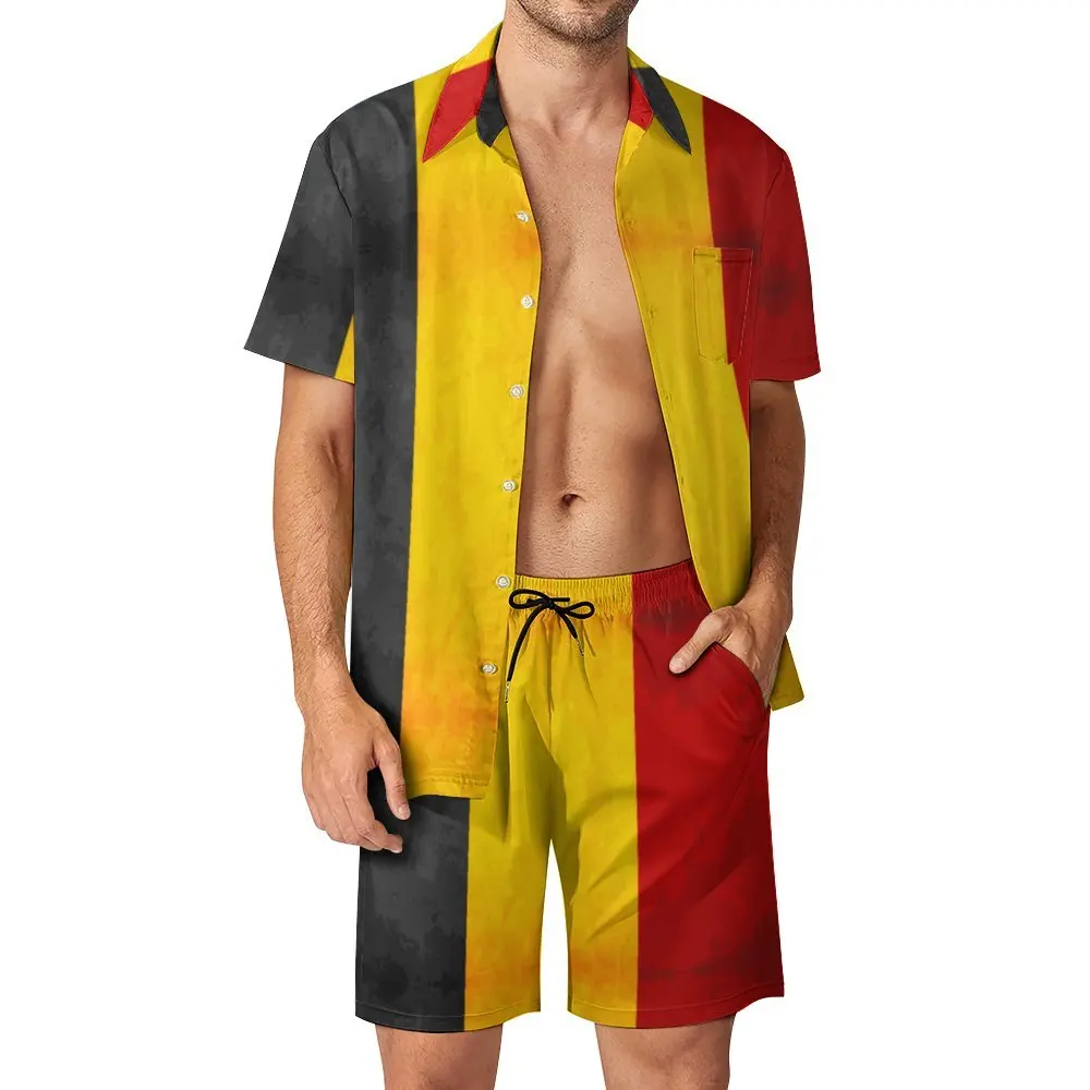 

Костюм пляжный мужской с флагом Бельгии, винтажный Графический комплект из 2 предметов, европейский размер, Национальный флаг Бельгии