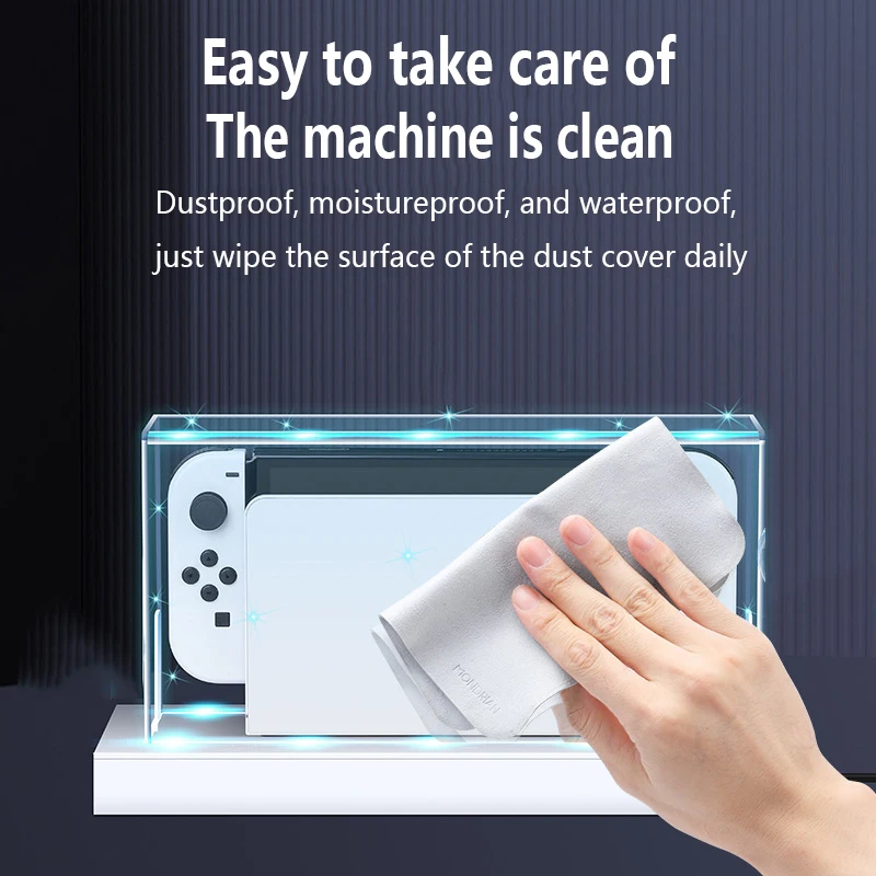 Tampa Transparente Shell Poeira para Nintendo Switch Oled Luz Habitação Base de Display Base Luminosa Rgb 20 Cor - Image 6