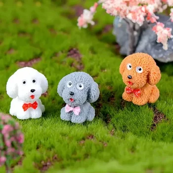 4 Mini Simulation Puppies Teddy Dog Car Decorations Cute Dog Sculptures Resin Crafts Car Decorations Home Decoration Kawaii 2
