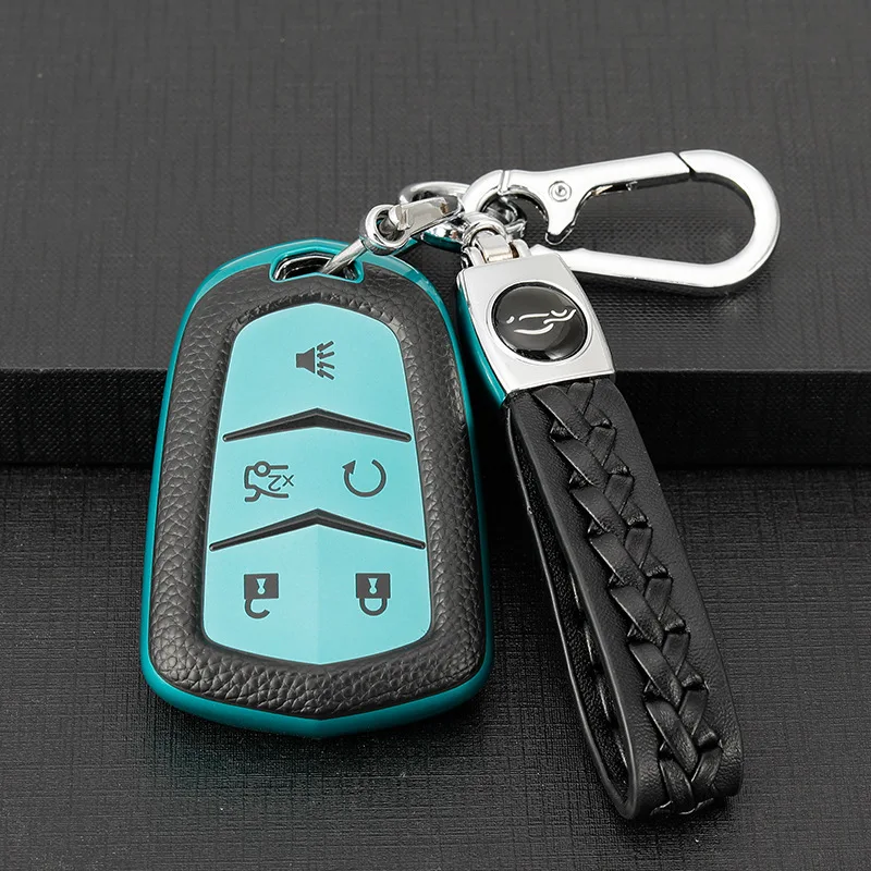 COMPONALL Key Fob Cover for Cadillac, Key Fob Case for 2015-2019 Cadillac  Escalade CTS SRX XT5 ATS STS CT6 5-Buttons Premium Soft TPU 360 Degree Full