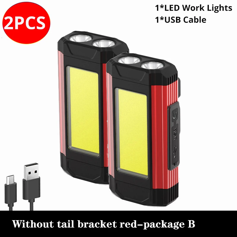 high power torch USB Rechargeable Lantern as power bank 2pcs COB Work Light with Magnet 3200mah LED Flashlight Camping Lamp IPX6 Waterpoof Torch red flashlights Flashlights