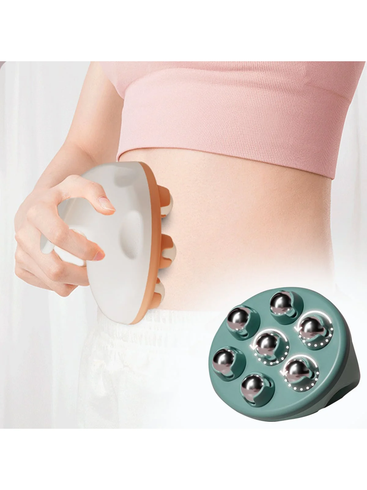 1pc Seven Ball Deep Tissue Massager Roller-Multi-Purpose Kneading for Abdomen, Arms, Shoulders, Waist & Thighs-Portable, Erg