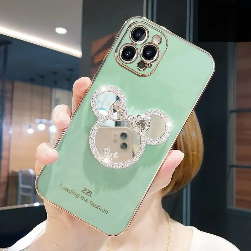 Disney minnie-ミラー付き携帯電話ケース,美しい漫画のケース