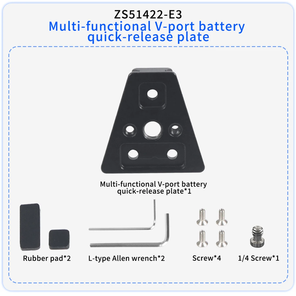 Aluminum V-Lock Battery Mounting Plate Clamp Quick Release for ARCA Tripod Gimba
