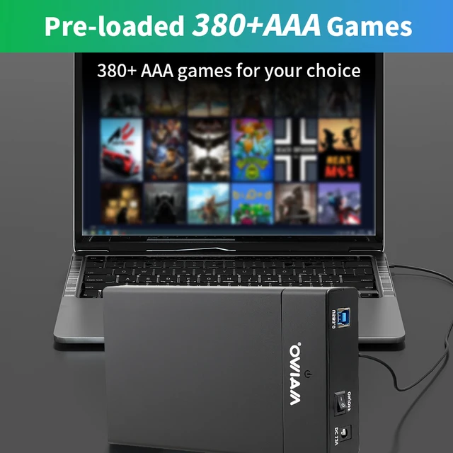 PC Game Console AAA Gaming External Hard Drive 12TB Built in 390 Large Games Playnite System HDD For WIN PC/Laptop Plug and Play 5