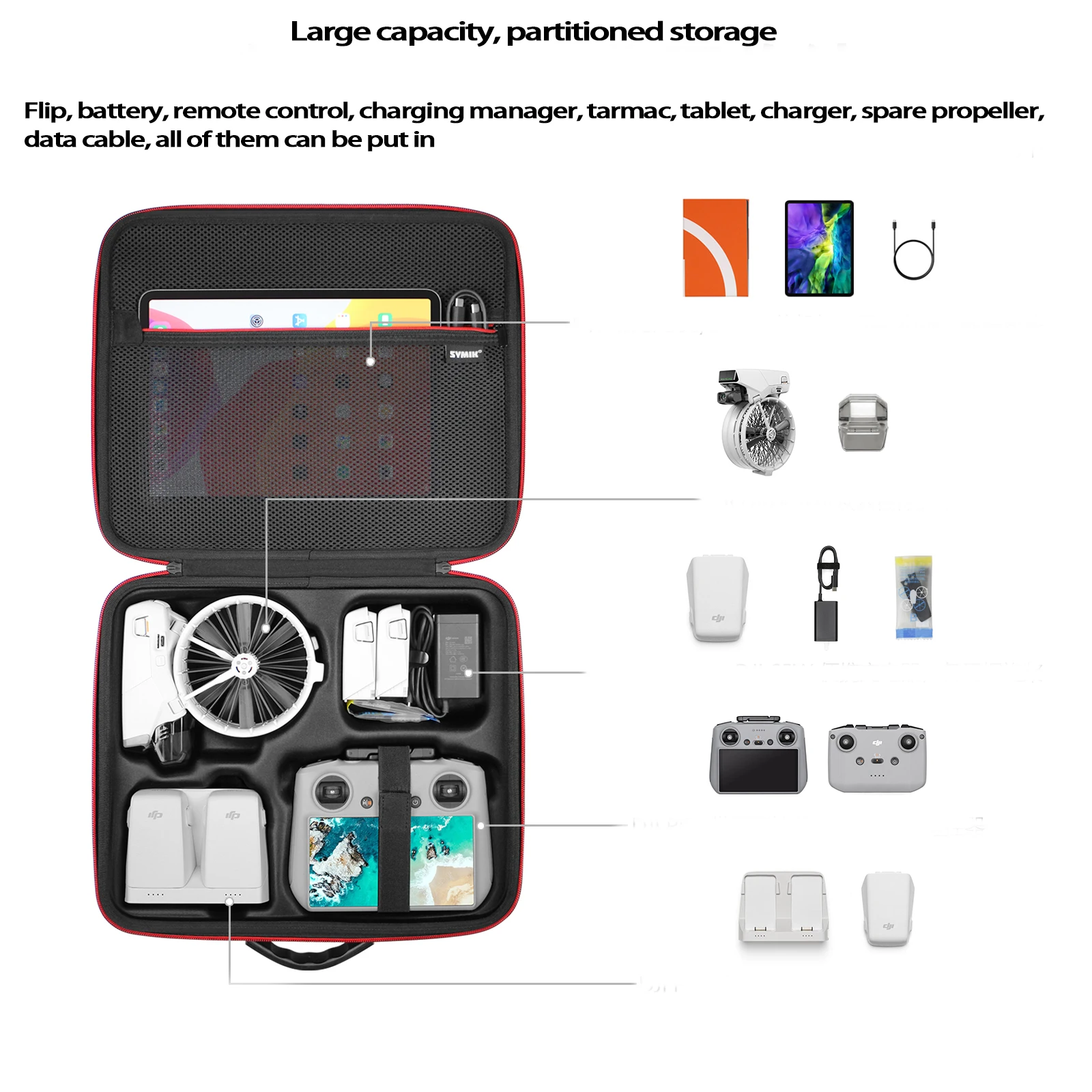 DJI 플립 케이스용, DJI 플립 플라이 모어 콤보용 휴대용 보관 숄더백, RC 2/N3 리모컨이 포함된 휴대용 케이스