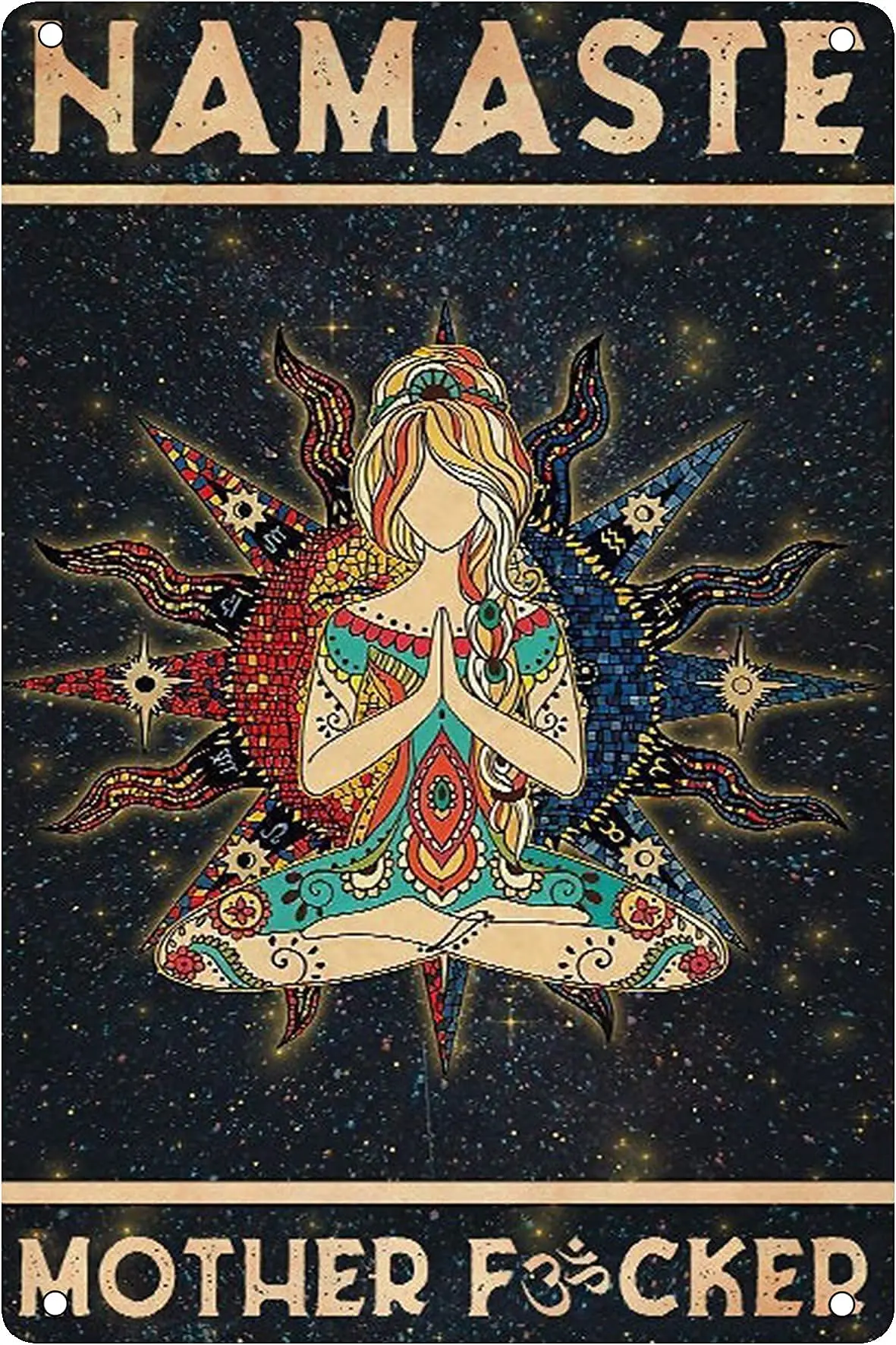 Звездное небо, значок для йоги, девушки, металлический жестяной знак в стиле ретро, табличка для йоги, знаки для дома, гаража, магазина, бара, мужская пещера, декор C