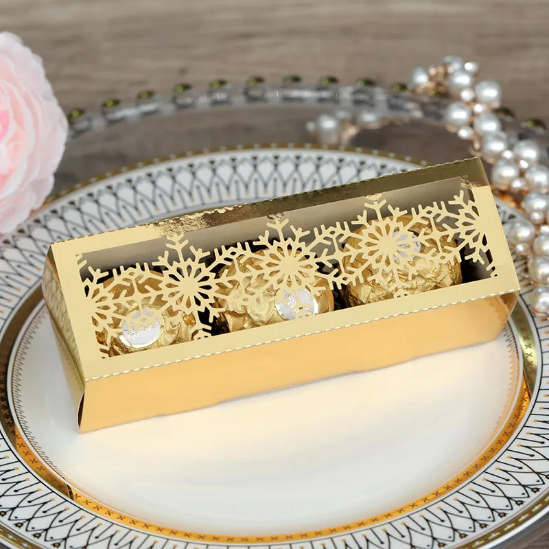 50Pcs Laser Cut Christmas Snowflake Packaging Gift Boxes, Drawer Style Candy Chocolate ... - SKU CPGB2143 - UGI Packaging