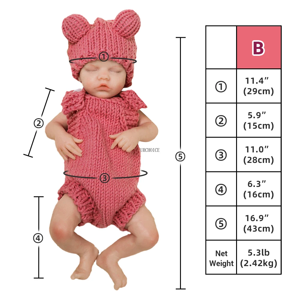 18in 100% Silicone Reborn Baby Doll Waterproof Girl Lifelike Painted Realistic Sleeping Full Body Bebe Toys for Children Gift