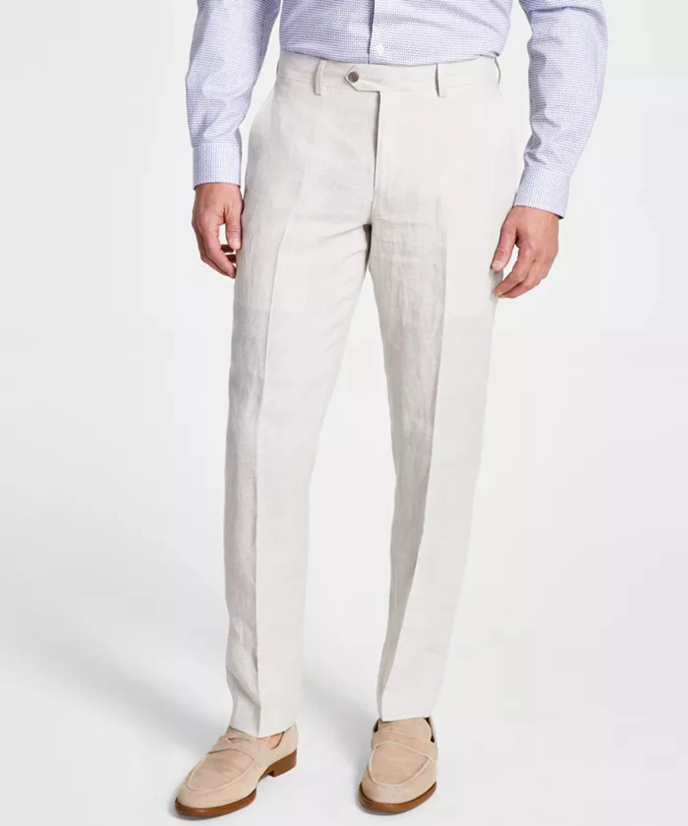 

White Summer Linen Elegant Suit Pants For Men Smart Casual Slim Fit Blazers Business Hombre High Quality Custom Costume Homme