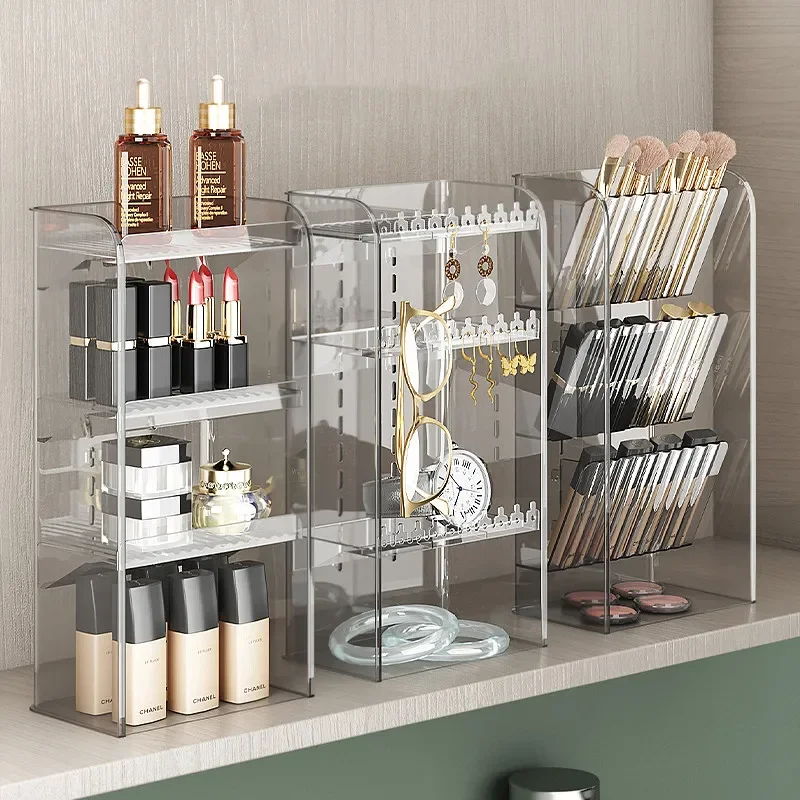

Makeup Shelf Bathroom Organizer and Storage Clear Makeup Organizer Cabinet Jewelry Display Stand Organizer Vertical Storage Box
