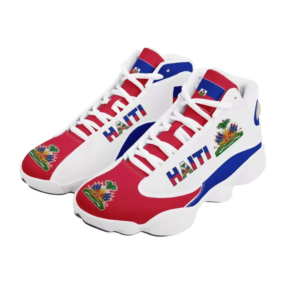 Men's Basketball Sneakers Print On Demand Haiti National Flag Printed Casual High Top Men Outdoor Comfortable Shoes