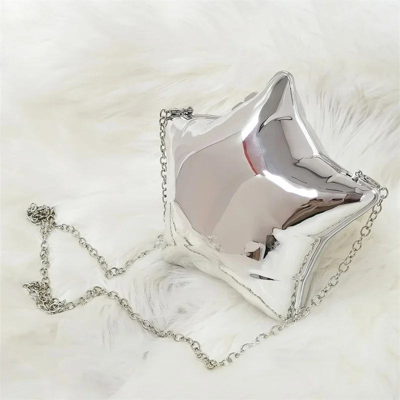 Glossy Shiny Pentagram Women's Bag Mini Bag Acrylic Coin Key Lipstick Banquet Crossbody Fashion Shiny Gold Silver Shoulder Bag