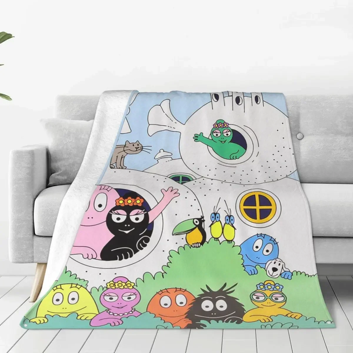 

Les Barbapapa Family Blanket Cute Plush Throw Blankets Bedding Couch Decoration Ultra-Soft Warm Bedsprea