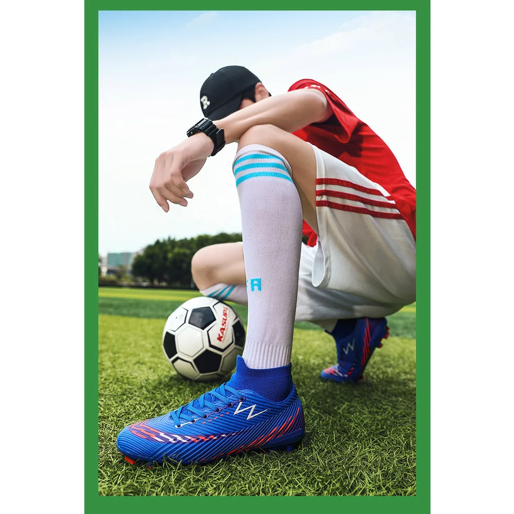 Piedini da calcio alti con unghie rotte, erba artificiale, chiodi in pelle AG, per ragazzi, ragazze, adolescenti e studenti che si allenano_voghion.com