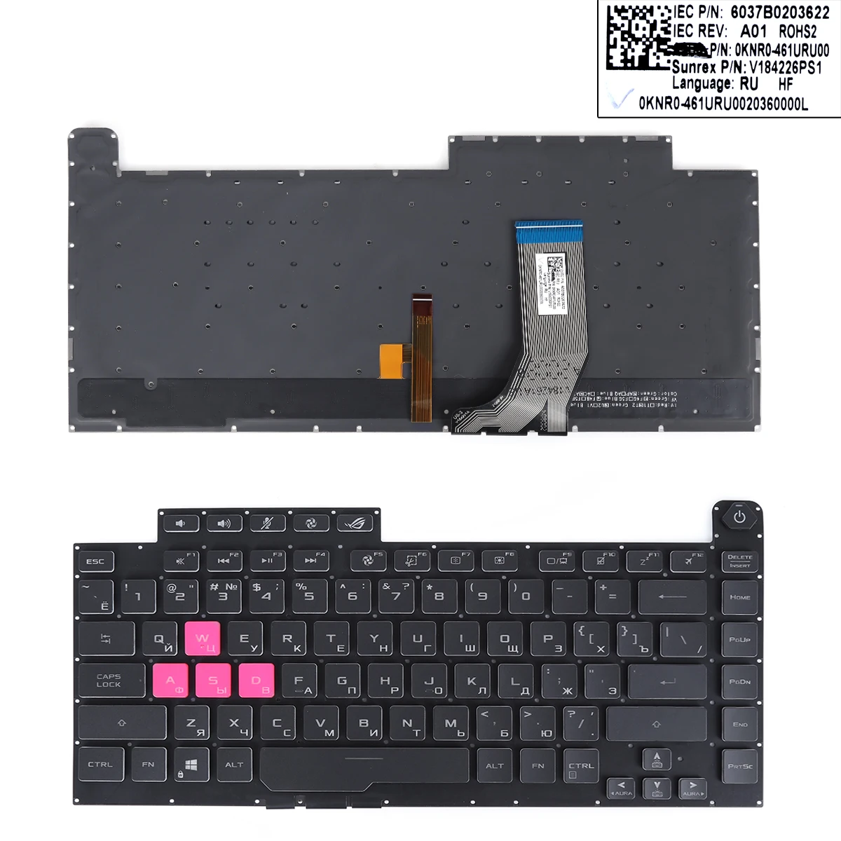 Tastiera Per Laptop Ru Per Asus Rog Strix G531 G531G G531Gt G15 G512 G512Lv G512Lw Con Retroilluminazione Colorata