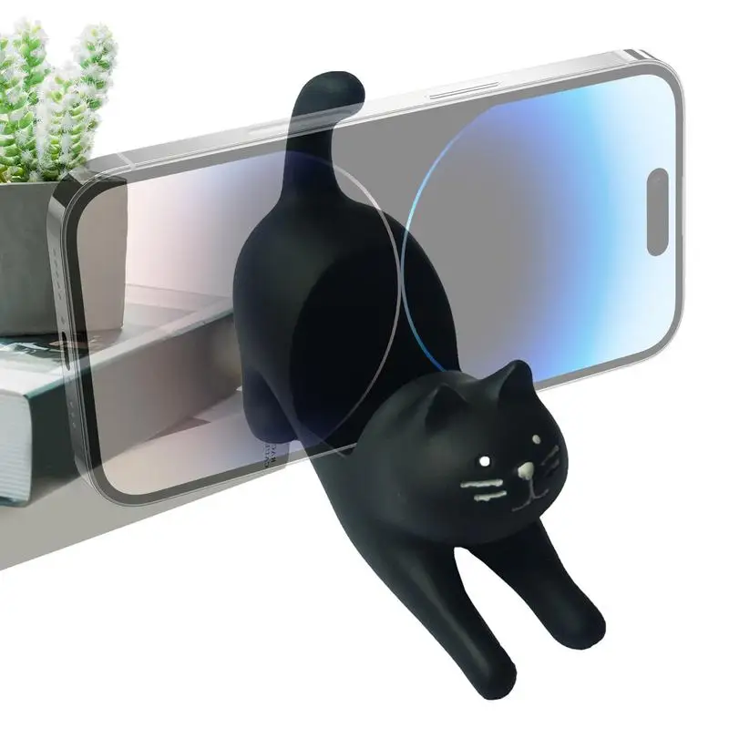 Charming Cat Resin Phone Stand - Adorable Desk Decoration