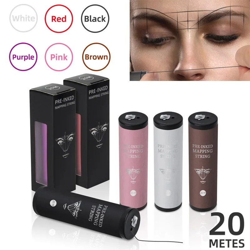 

20m Colorful Microblading Mapping String Pre-Inked Eyebrow Eyebow Marker Thread Tattoo Brows Point Pre Inked Mapping String Tool