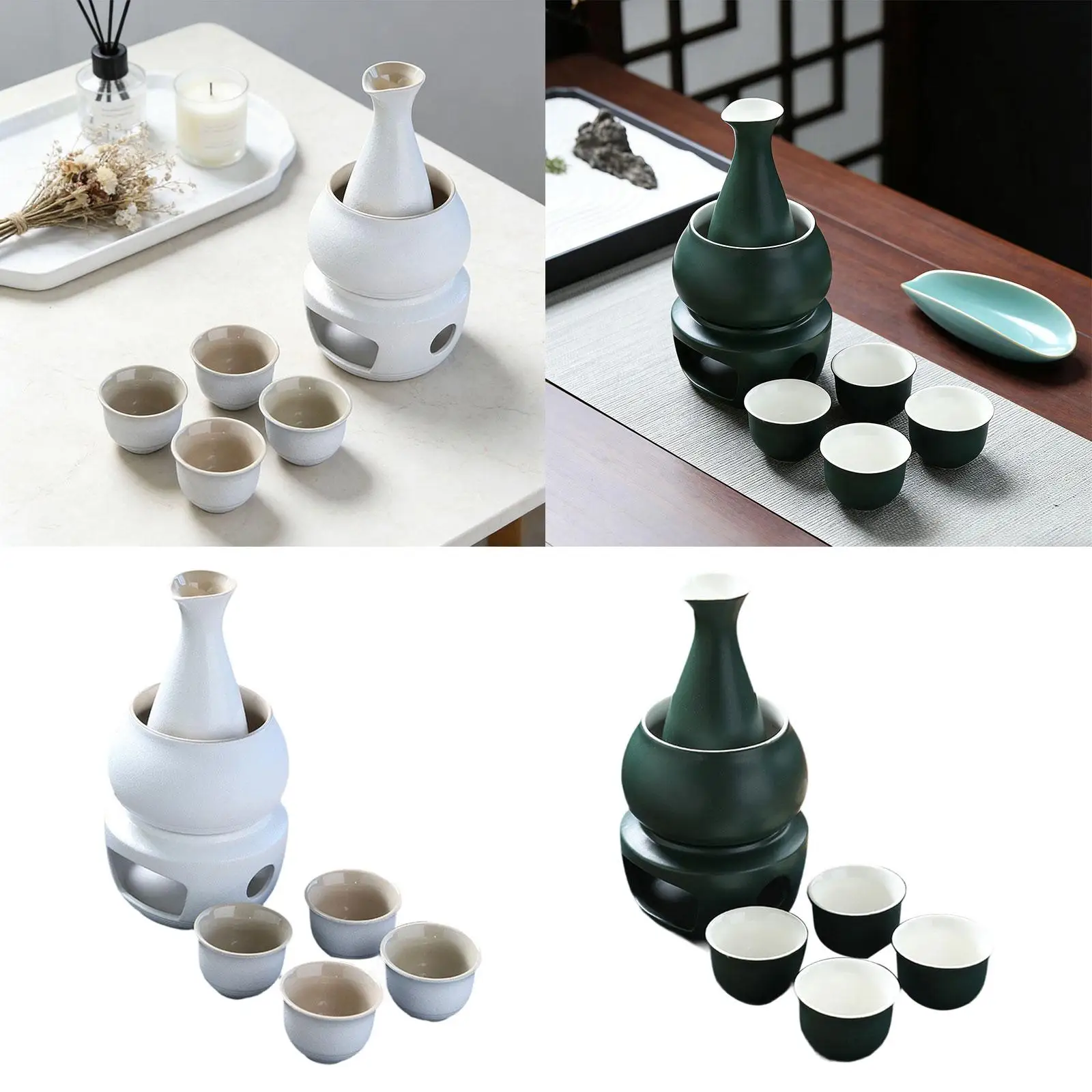 세라믹 사케 세트(워머팟 포함), 독창적인 도자기 사케 병(가정 및 레스토랑용)