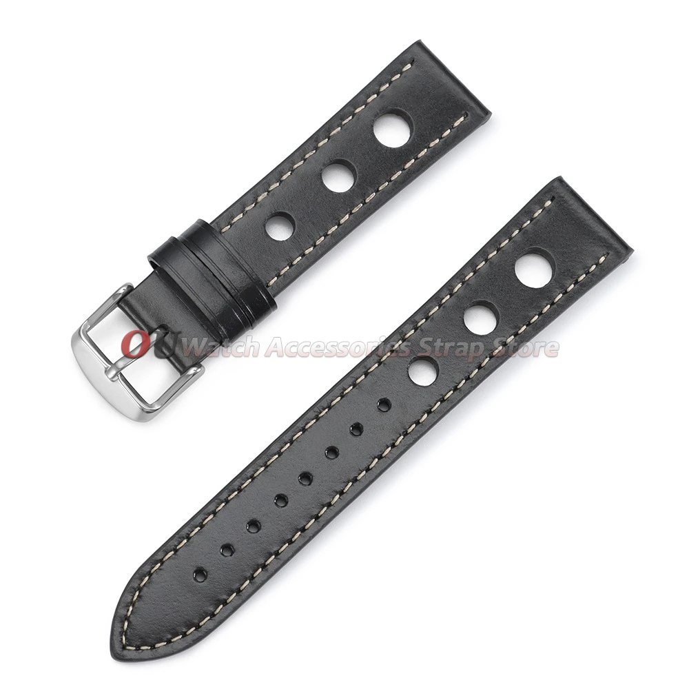 Vintage Leather Breathable Watch Strap - 20mm/22mm Cowhide Sport Bracelet