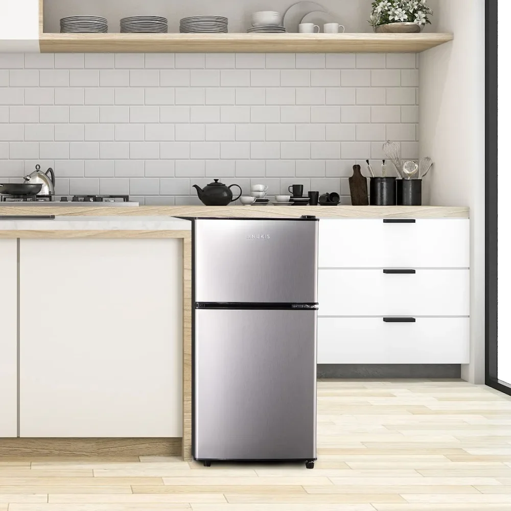 Anukis Compact Refrigerator with Freezer, 3.5 Cu.Ft 2 Door Mini Fridge For  Apartment/Dorm/Office/Family/Basement/Garage Retro Blue
