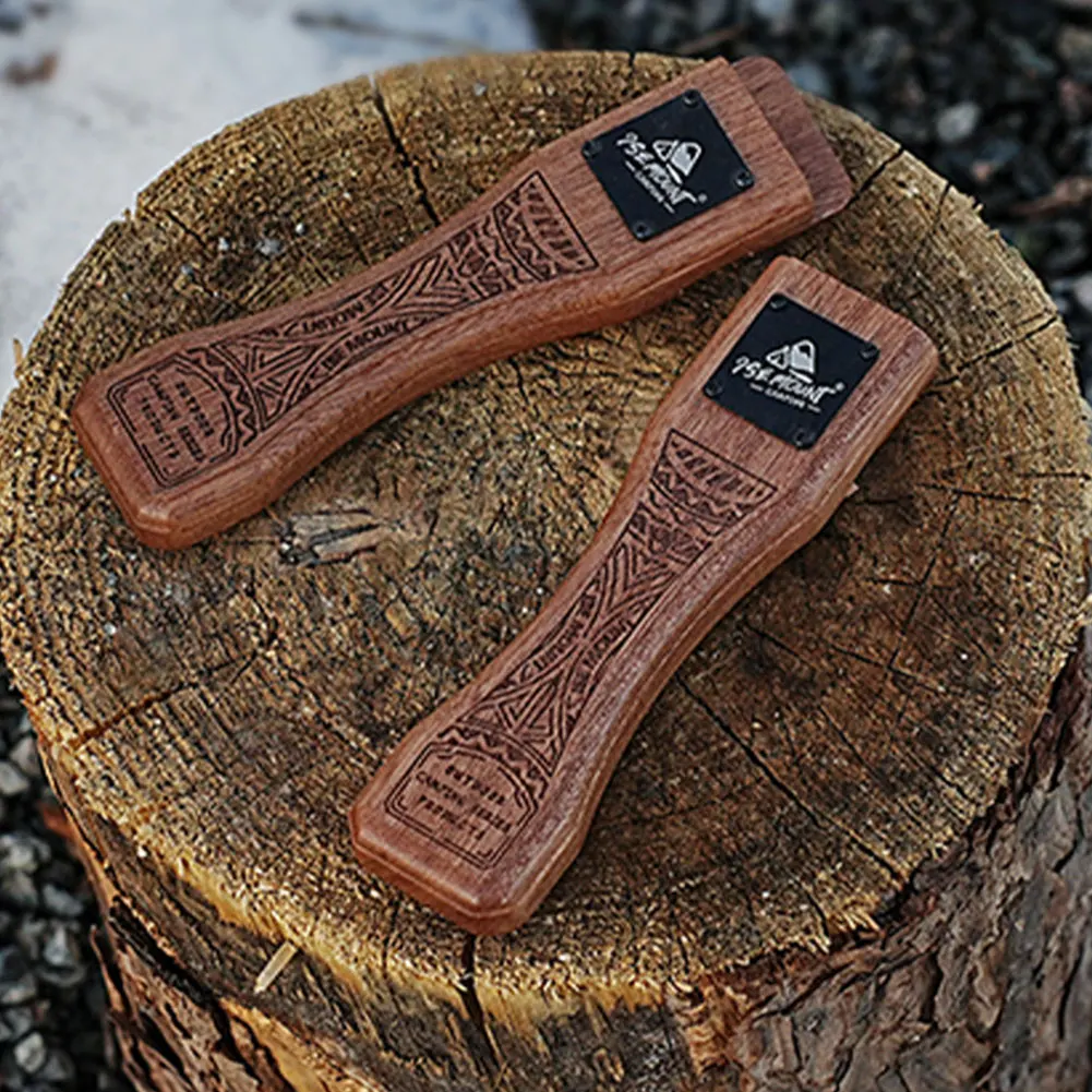 Sapele Anti-Scalding Solid Wood Handle Adjustable Heat Resistant Insulated Grip Portable Grill Plate Handle Outdoor Camping Tool